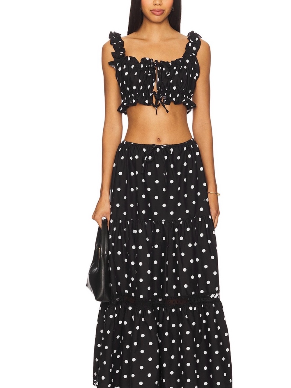 WeWoreWhat Black and White Polka Dot Maxi Dress